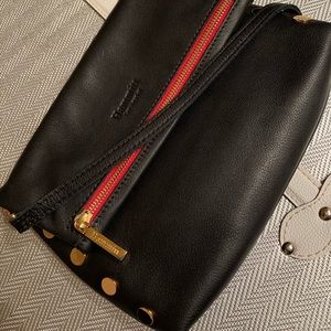 Hammitt Medium VIP Black/Brushed Gold Red Zip